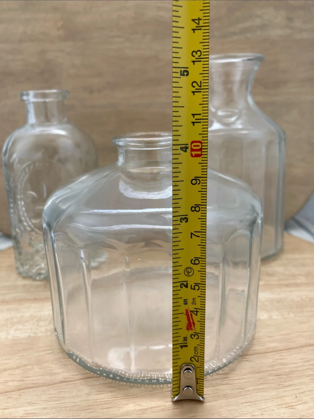 SALE! 50% Off Clear Decorative Glass Bottle Vase - Clear Set of 3